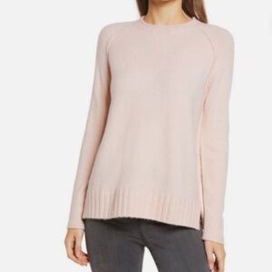 Caslon Cozy Rolled Crewneck Pink Sweater Size M $49